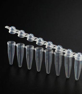 0.2 ml thin wall 8-strip PCR Tubes, domed shielded caps